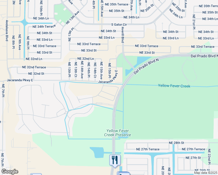 map of restaurants, bars, coffee shops, grocery stores, and more near 1537 Fells Cove Lane in Cape Coral