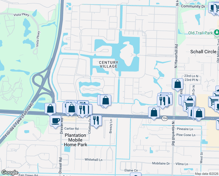 map of restaurants, bars, coffee shops, grocery stores, and more near 138 Andover F in West Palm Beach