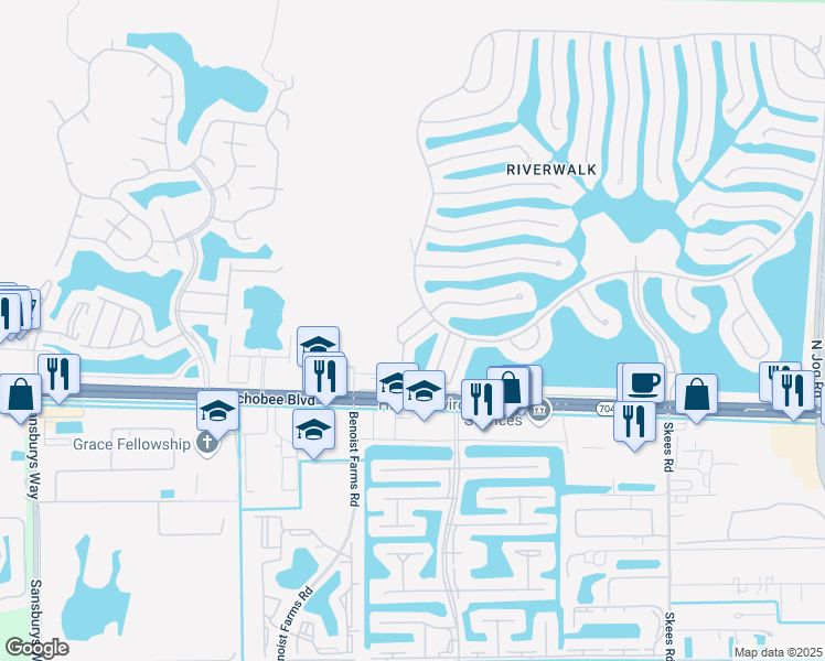 map of restaurants, bars, coffee shops, grocery stores, and more near 2126 Tigris Drive in West Palm Beach