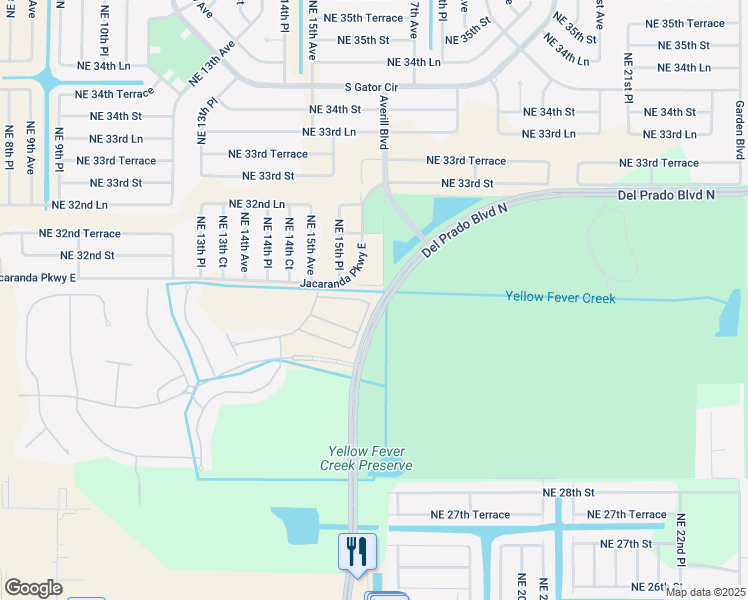 map of restaurants, bars, coffee shops, grocery stores, and more near 1622 Lake Jessup Circle in Cape Coral