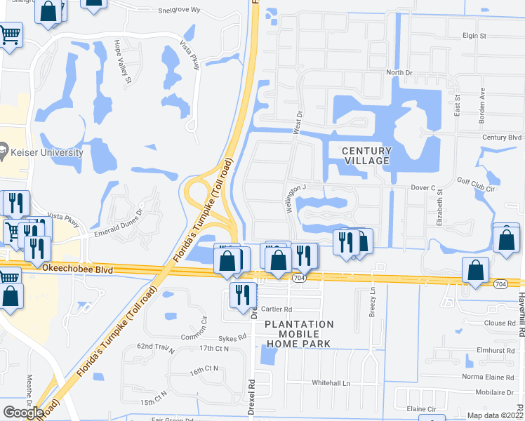 map of restaurants, bars, coffee shops, grocery stores, and more near 39 Windsor B in West Palm Beach