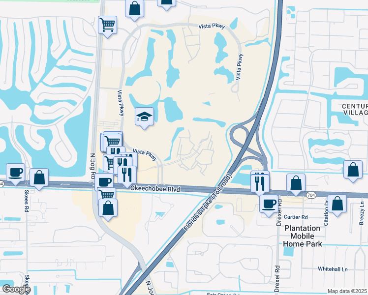 map of restaurants, bars, coffee shops, grocery stores, and more near 6529 Emerald Dunes Drive in Royal Palm Beach