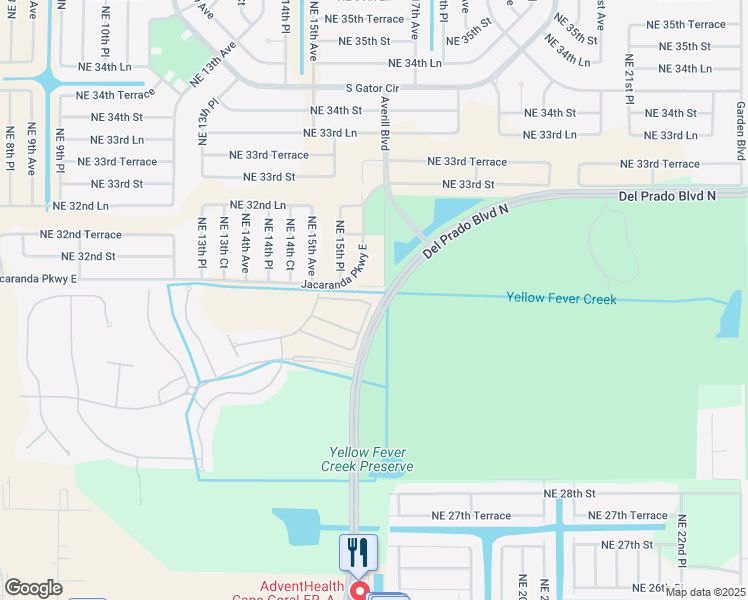 map of restaurants, bars, coffee shops, grocery stores, and more near 1622 Lake Jessup Circle in Cape Coral