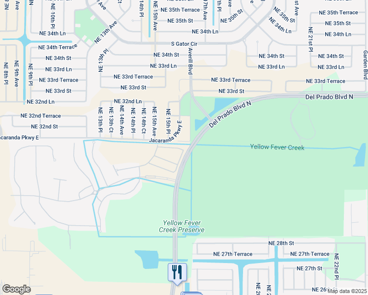 map of restaurants, bars, coffee shops, grocery stores, and more near 1622 Lake Jessup Circle in Cape Coral