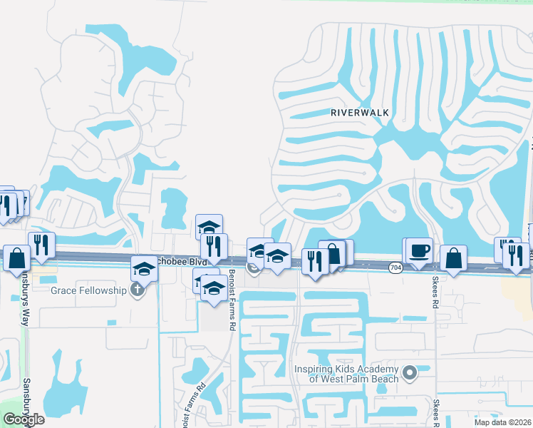 map of restaurants, bars, coffee shops, grocery stores, and more near 2148 Telogia Court in West Palm Beach