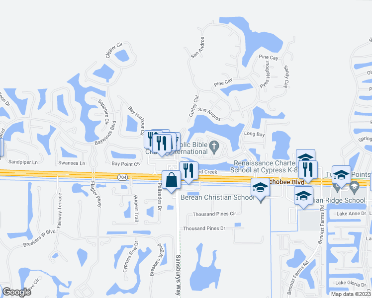 map of restaurants, bars, coffee shops, grocery stores, and more near 218 Stratford Creek in West Palm Beach