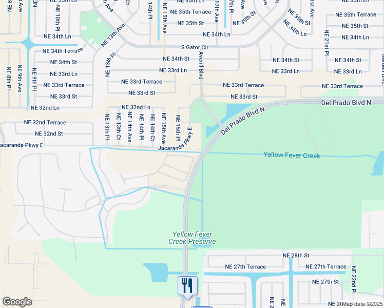 map of restaurants, bars, coffee shops, grocery stores, and more near 1622 Lake Jessup Circle in Cape Coral