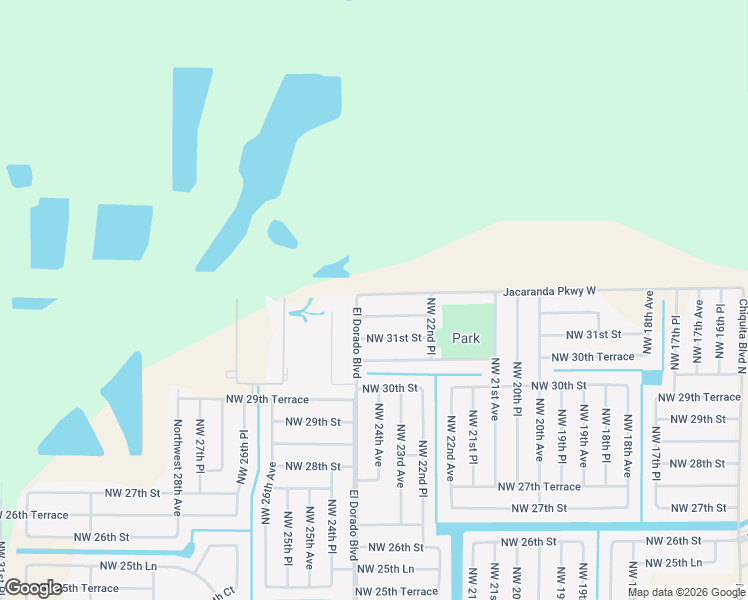 map of restaurants, bars, coffee shops, grocery stores, and more near 2320 Jacaranda Parkway West in Cape Coral
