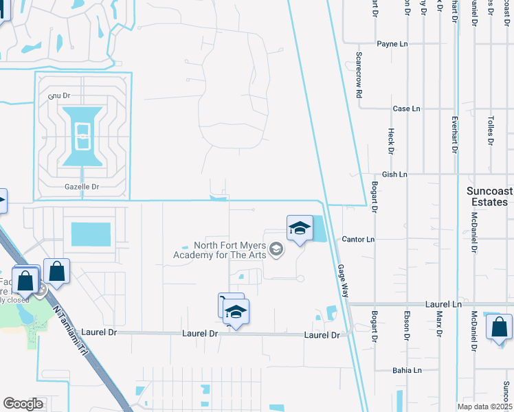 map of restaurants, bars, coffee shops, grocery stores, and more near 4432 Ruthann Court in North Fort Myers