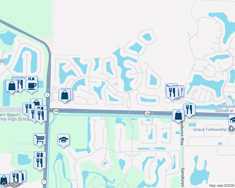 map of restaurants, bars, coffee shops, grocery stores, and more near 9370 Bridgeport Drive in West Palm Beach