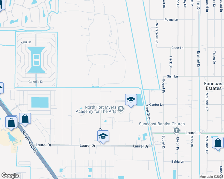 map of restaurants, bars, coffee shops, grocery stores, and more near 4435 Ruthann Court in North Fort Myers