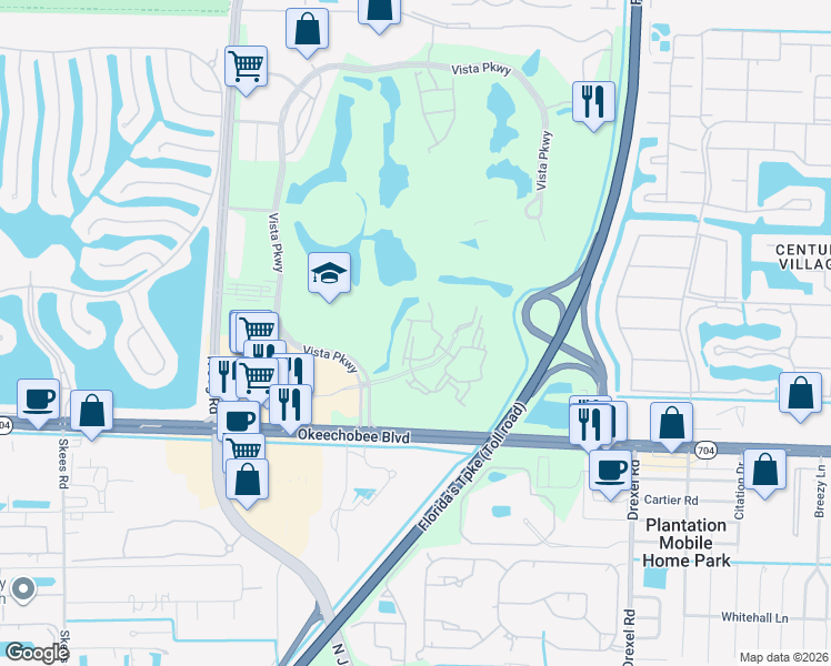 map of restaurants, bars, coffee shops, grocery stores, and more near 6511 Emerald Dunes Drive in West Palm Beach