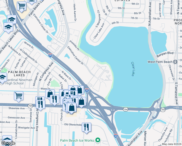 map of restaurants, bars, coffee shops, grocery stores, and more near in West Palm Beach