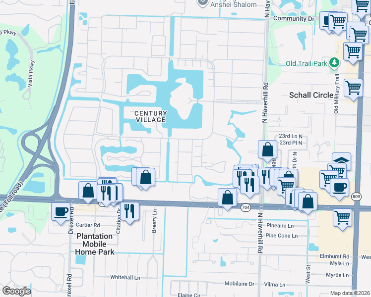 map of restaurants, bars, coffee shops, grocery stores, and more near 277 Bedford K in West Palm Beach