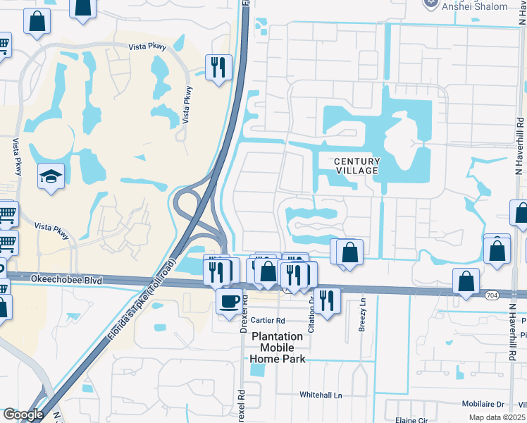 map of restaurants, bars, coffee shops, grocery stores, and more near 334 Windsor O in West Palm Beach