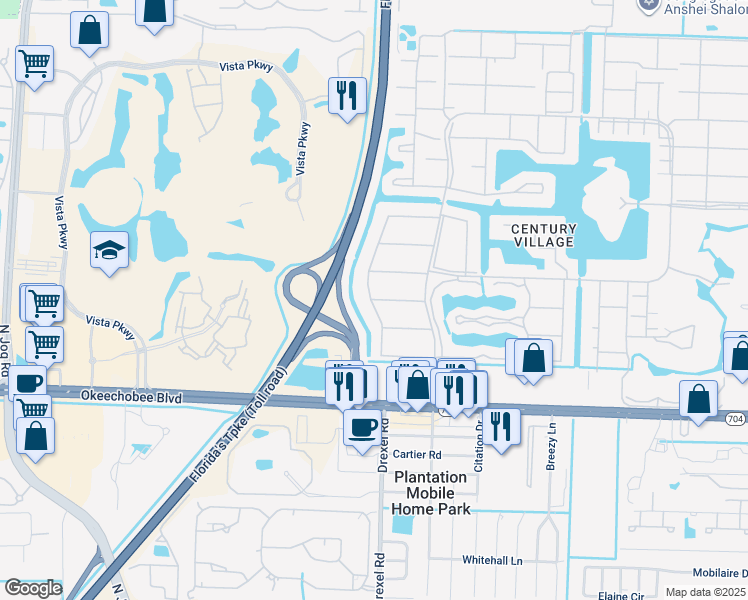map of restaurants, bars, coffee shops, grocery stores, and more near 382 Windsor Q in West Palm Beach