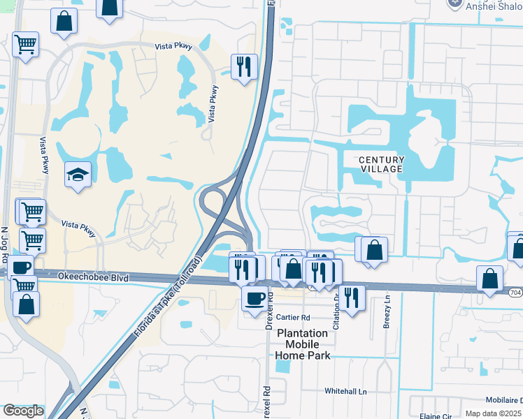 map of restaurants, bars, coffee shops, grocery stores, and more near 382 Windsor Q in West Palm Beach