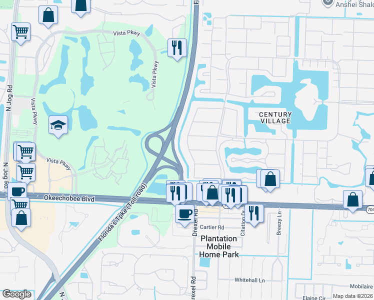 map of restaurants, bars, coffee shops, grocery stores, and more near 81 Windsor D in West Palm Beach