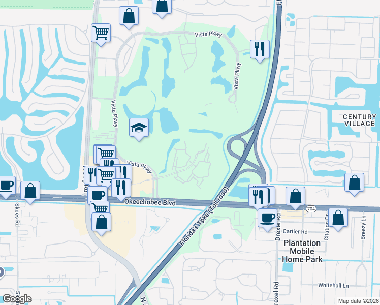 map of restaurants, bars, coffee shops, grocery stores, and more near 6475 Emerald Dunes Drive in West Palm Beach