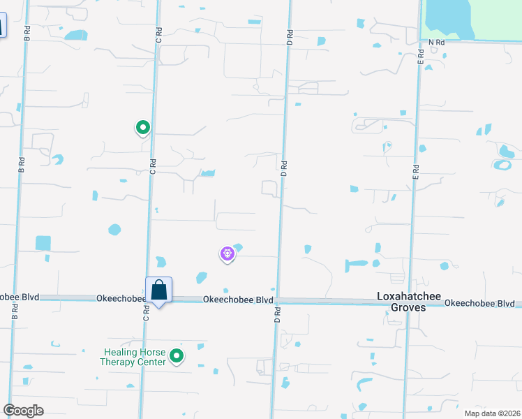 map of restaurants, bars, coffee shops, grocery stores, and more near 14637 Flamingo Road in Loxahatchee