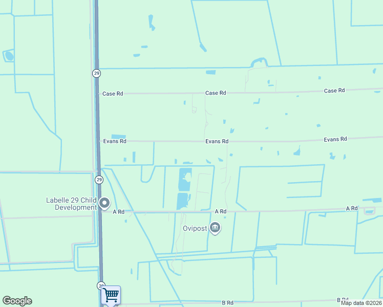 map of restaurants, bars, coffee shops, grocery stores, and more near 490 Evans Road in LaBelle