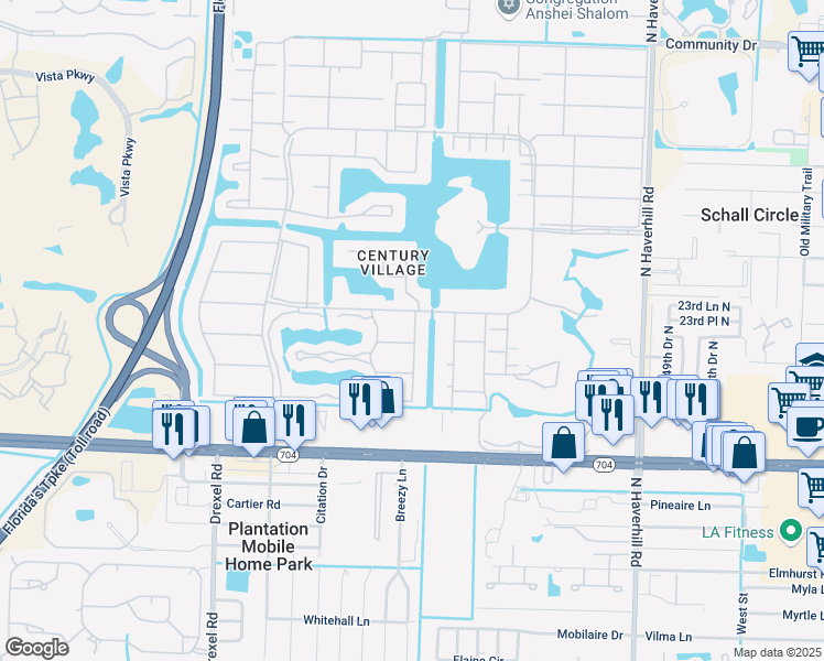 map of restaurants, bars, coffee shops, grocery stores, and more near 78 Andover C in West Palm Beach