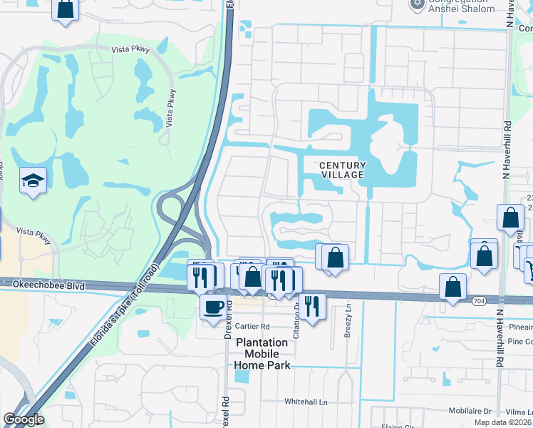map of restaurants, bars, coffee shops, grocery stores, and more near 162 Wellington J in West Palm Beach