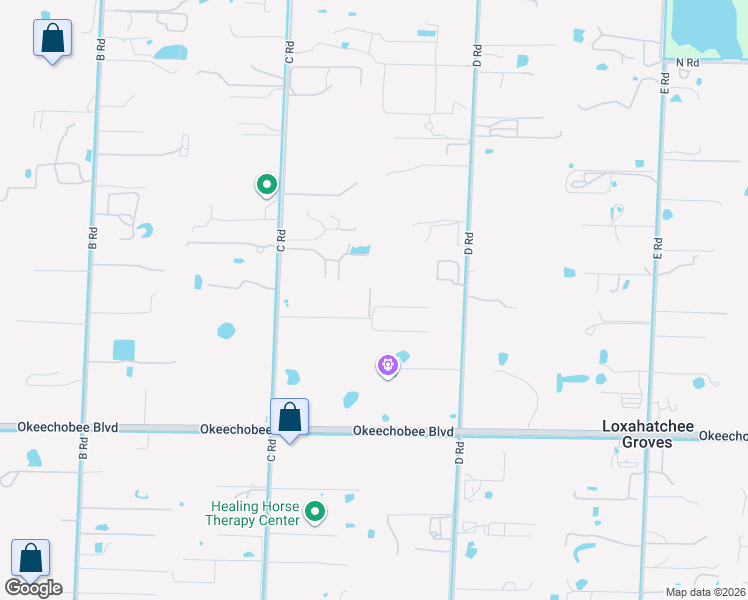 map of restaurants, bars, coffee shops, grocery stores, and more near 14715 Flamingo Road in Loxahatchee