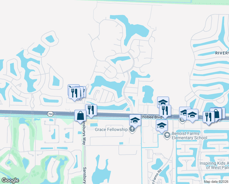 map of restaurants, bars, coffee shops, grocery stores, and more near 8589 Mangrove Cay in West Palm Beach