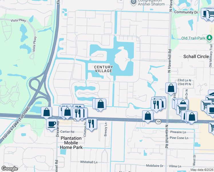 map of restaurants, bars, coffee shops, grocery stores, and more near 78 Andover C in West Palm Beach