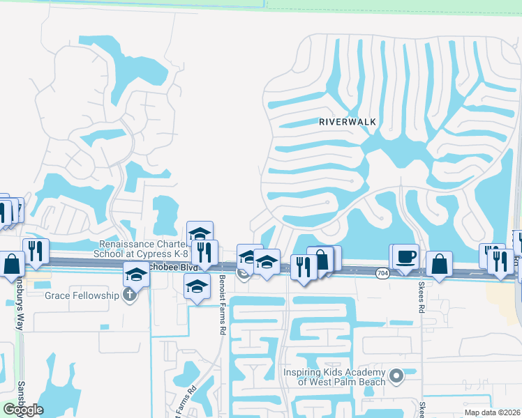 map of restaurants, bars, coffee shops, grocery stores, and more near 2209 Telogia Court in West Palm Beach