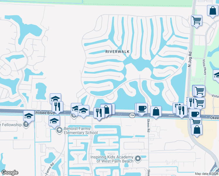 map of restaurants, bars, coffee shops, grocery stores, and more near 7718 Spring Creek Drive in West Palm Beach