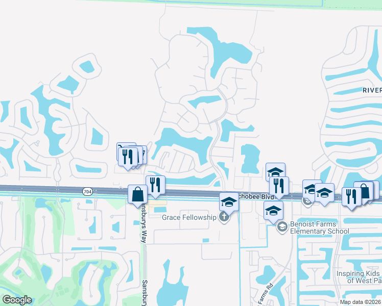 map of restaurants, bars, coffee shops, grocery stores, and more near 8589 Mangrove Cay in West Palm Beach