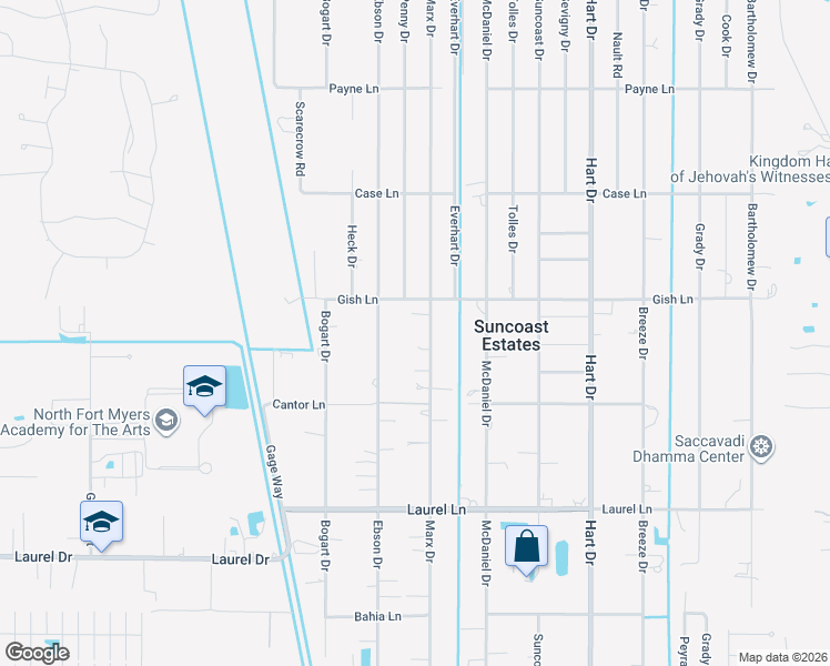 map of restaurants, bars, coffee shops, grocery stores, and more near 8022 Marx Drive in North Fort Myers