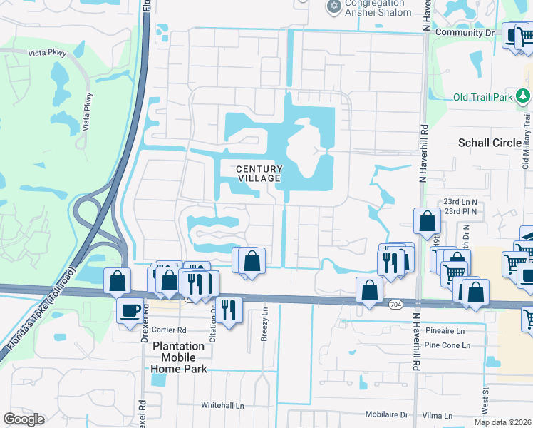 map of restaurants, bars, coffee shops, grocery stores, and more near 78 Andover C in West Palm Beach
