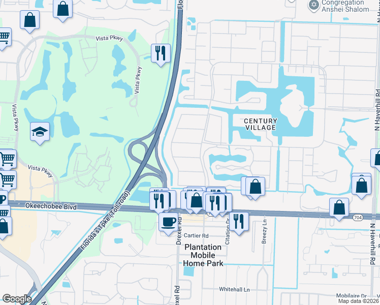 map of restaurants, bars, coffee shops, grocery stores, and more near 346 Windsor O in West Palm Beach