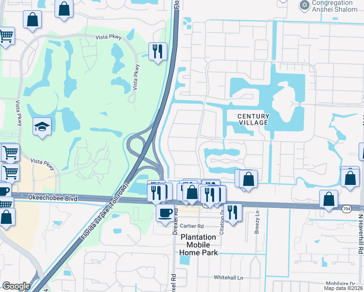 map of restaurants, bars, coffee shops, grocery stores, and more near 334 Windsor O in West Palm Beach