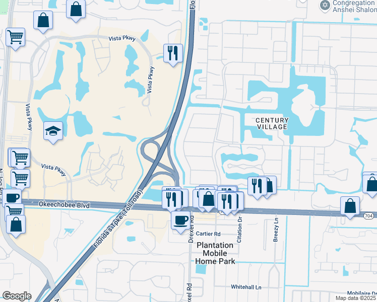 map of restaurants, bars, coffee shops, grocery stores, and more near 382 Windsor Q in West Palm Beach