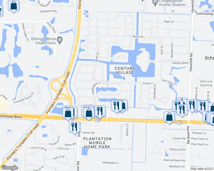 map of restaurants, bars, coffee shops, grocery stores, and more near 143 Wellington H in West Palm Beach