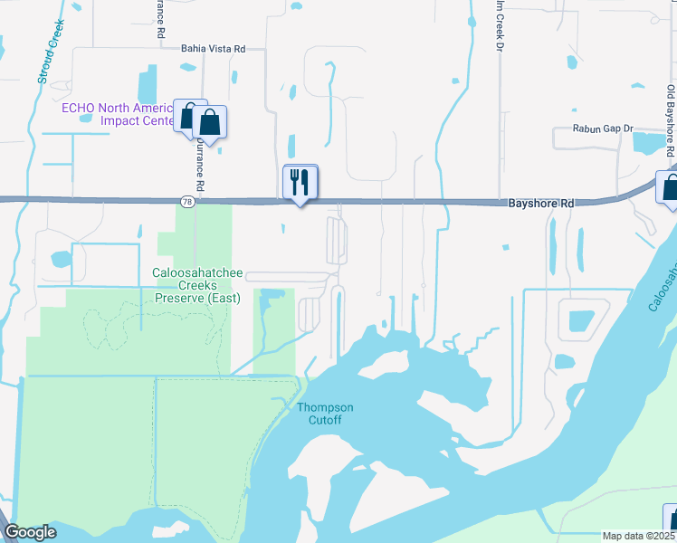 map of restaurants, bars, coffee shops, grocery stores, and more near 17017 Upriver Drive in North Fort Myers