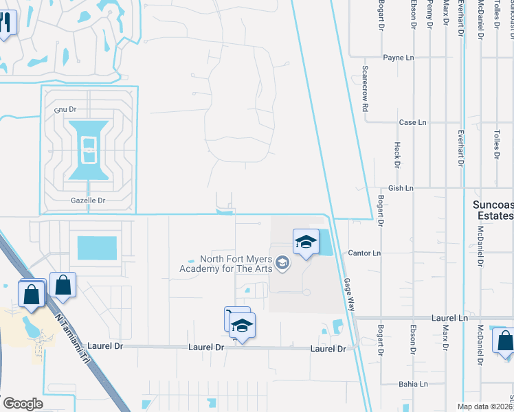 map of restaurants, bars, coffee shops, grocery stores, and more near 4432-4435 Ruthann Court in North Fort Myers