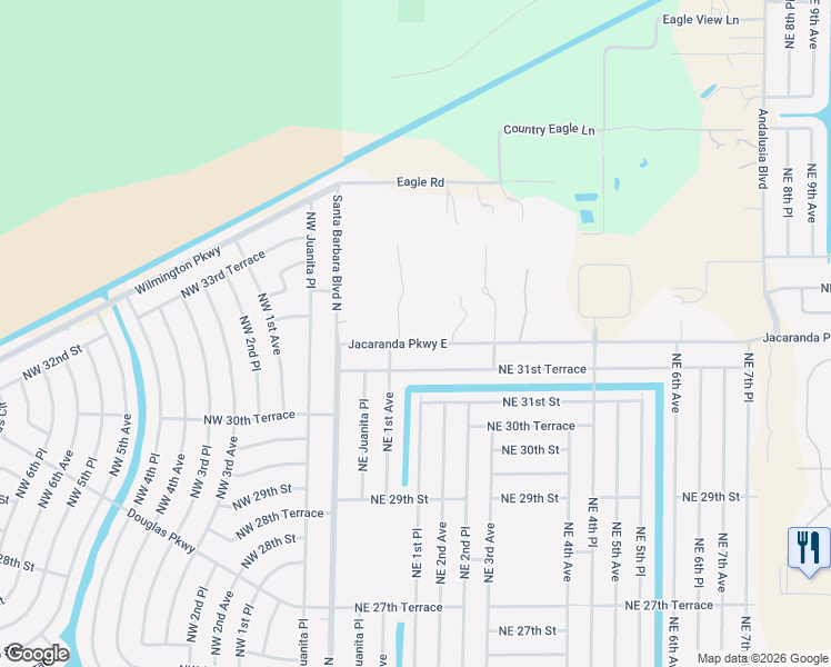 map of restaurants, bars, coffee shops, grocery stores, and more near 17040 Pleasure Road in Cape Coral