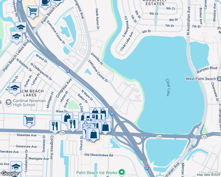 map of restaurants, bars, coffee shops, grocery stores, and more near in West Palm Beach