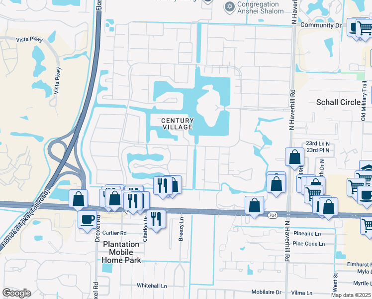 map of restaurants, bars, coffee shops, grocery stores, and more near 78 Andover C in West Palm Beach