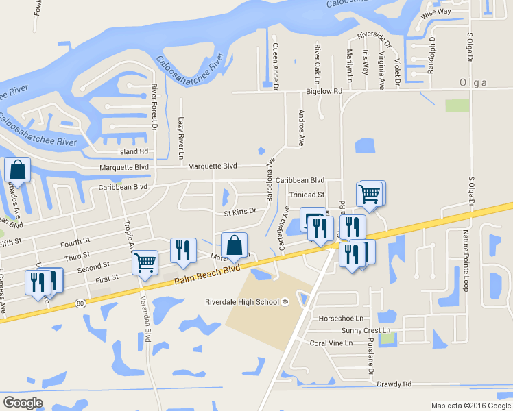 map of restaurants, bars, coffee shops, grocery stores, and more near 14062 Saint Kitts Drive in Fort Myers