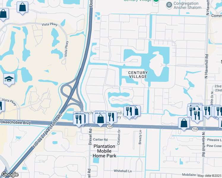 map of restaurants, bars, coffee shops, grocery stores, and more near 162 Wellington J in West Palm Beach