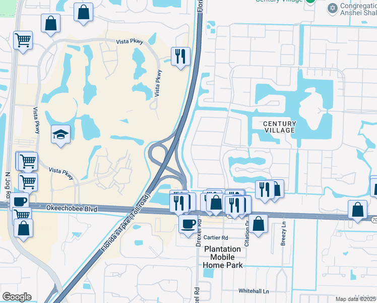 map of restaurants, bars, coffee shops, grocery stores, and more near 382 Windsor Q in West Palm Beach