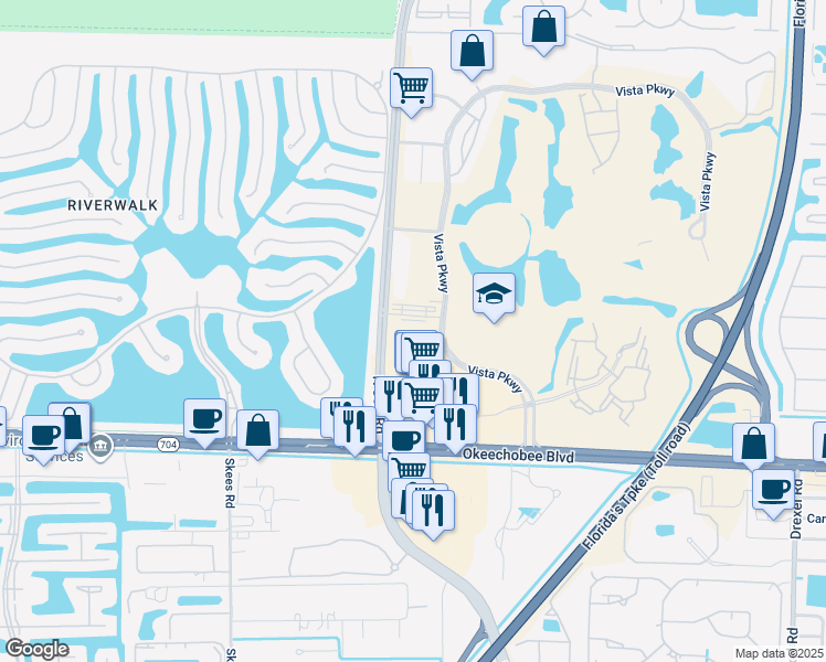 map of restaurants, bars, coffee shops, grocery stores, and more near 2300 North Jog Road in West Palm Beach