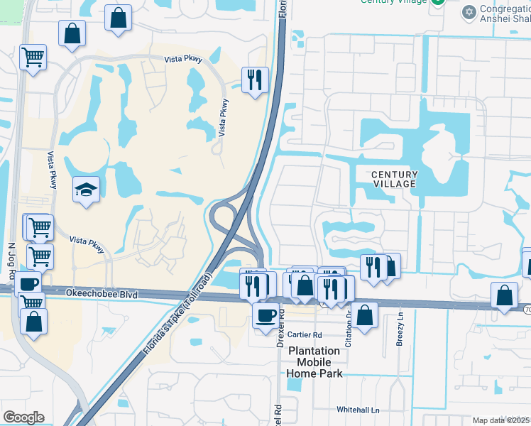 map of restaurants, bars, coffee shops, grocery stores, and more near 382 Windsor Q in West Palm Beach