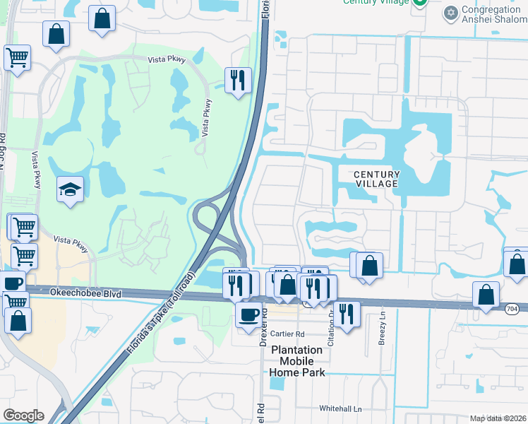 map of restaurants, bars, coffee shops, grocery stores, and more near 414 Windsor R in West Palm Beach